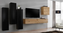 Regal za dnevni boravak Switch III - crn/hrast wotan