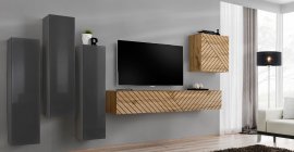 Regal za dnevni boravak Switch III - graphite/hrast wotan