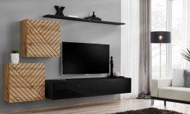 Regal za dnevni boravak Switch V - hrast wotan/crn