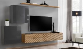 Regal za dnevni boravak Switch V - graphite/hrast wotan