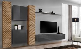 Regal za dnevni boravak Switch VI - hrast wotan/graphite