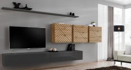Regal za dnevni boravak Switch VII - graphite/hrast wotan