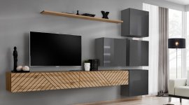 Regal za dnevni boravak Switch IX- hrast wotan/graphite