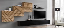 Regal za dnevni boravak Switch X- hrast wotan/crn