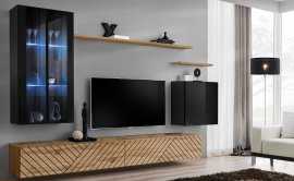 Regal za dnevni boravak Switch XII - crn/hrast wotan