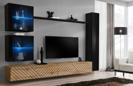 Regal za dnevni boravak Switch XVIII - crn/hrast wotan