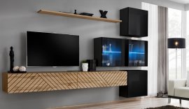 Regal za dnevni boravak Switch XIX - hrast wotan/crn