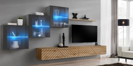 Regal za dnevni boravak Switch XX - graphite/hrast wotan