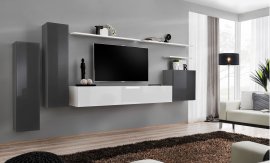 Regal za dnevni boravak Switch I 330 cm - graphite/bijela