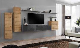 Regal za dnevni boravak Switch I 330 cm - wotan/graphite