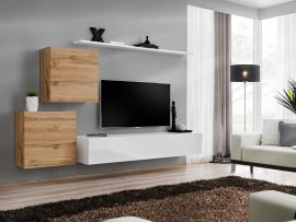 Regal za dnevni boravak Switch V 250 cm - wotan/bijela