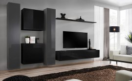 Regal za dnevni boravak Switch VI 330 cm - graphite/crna