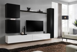 Regal za dnevni boravak Switch VIII 280 cm - crna/bijela