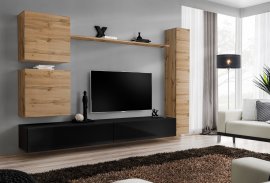 Regal za dnevni boravak Switch VIII 280 cm - wotan/crna