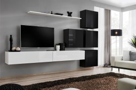 Regal za dnevni boravak Switch IX 310 cm - bijela/crna