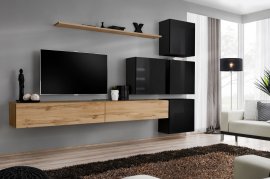 Regal za dnevni boravak Switch IX 310 cm - wotan/crna