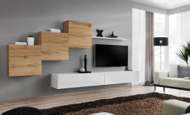 Regal za dnevni boravak Switch X 330 cm - wotan/bijela