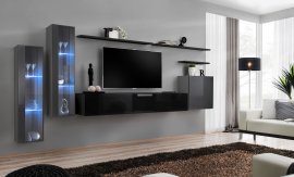 Regal za dnevni boravak Switch XI 330 cm LED - graphite/crna