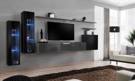 Regal za dnevni boravak Switch XI 330 cm LED - crna/graphite