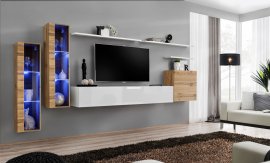 Regal za dnevni boravak Switch XI 330 cm LED - wotan/bijela