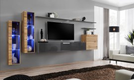 Regal za dnevni boravak Switch XI 330 cm LED - wotan/graphite
