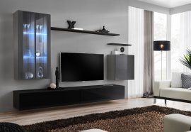Regal za dnevni boravak Switch XII 270 cm LED - graphite/crna