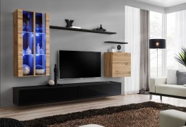 Regal za dnevni boravak Switch XII 270 cm LED - wotan/crna