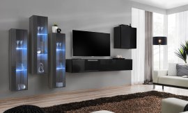 Regal za dnevni boravak Switch XIII 330 cm LED - graphite/crna