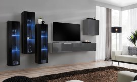 Regal za dnevni boravak Switch XIII 330 cm LED - crna/graphite