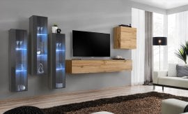 Regal za dnevni boravak Switch XIII 330 cm LED - graphite/wotan