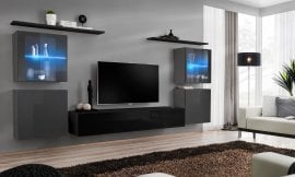Regal za dnevni boravak Switch XIV 320 cm LED - graphite/crna