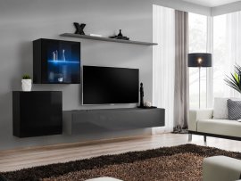 Regal za dnevni boravak Switch XV 250 cm LED - crna/graphite