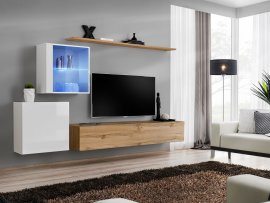 Regal za dnevni boravak Switch XV 250 cm LED - bijela/wotan