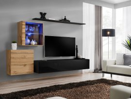 Regal za dnevni boravak Switch XV 250 cm LED - wotan/crna