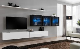 Regal za dnevni boravak Switch XVII 340 cm LED - bijela/crna