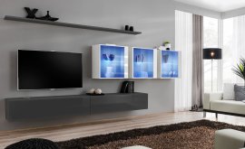 Regal za dnevni boravak Switch XVII 340 cm LED - graphite/bijela