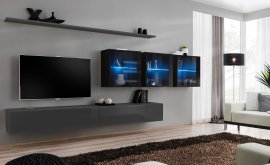 Regal za dnevni boravak Switch XVII 340 cm LED - graphite/crna
