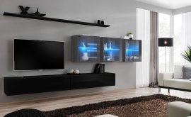 Regal za dnevni boravak Switch XVII 340 cm LED - crna/graphite
