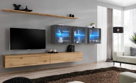Regal za dnevni boravak Switch XVII 340 cm LED - wotan/graphite