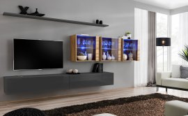Regal za dnevni boravak Switch XVII 340 cm LED - graphite/wotan