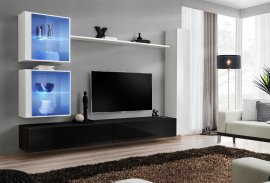 Regal za dnevni boravak Switch XVIII 280 cm LED - bijela/crna