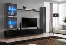 Regal za dnevni boravak Switch XVIII 280 cm LED - graphite/crna