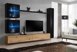 Regal za dnevni boravak Switch XVIII 280 cm LED - crna/wotan
