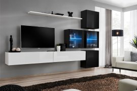 Regal za dnevni boravak Switch XIX 310 cm LED - bijela/crna