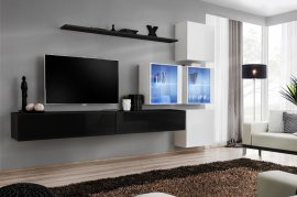 Regal za dnevni boravak Switch XIX 310 cm LED - crna/bijela