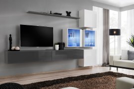 Regal za dnevni boravak Switch XIX 310 cm LED - graphite/bijela