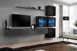 Regal za dnevni boravak Switch XIX 310 cm LED - graphite/crna
