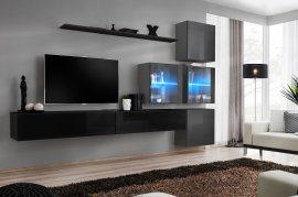 Regal za dnevni boravak Switch XIX 310 cm LED - crna/graphite