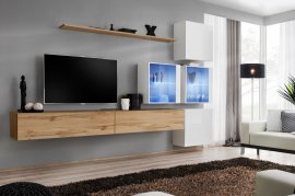Regal za dnevni boravak Switch XIX 310 cm LED - wotan/bijela