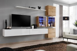 Regal za dnevni boravak Switch XIX 310 cm LED - bijela/wotan